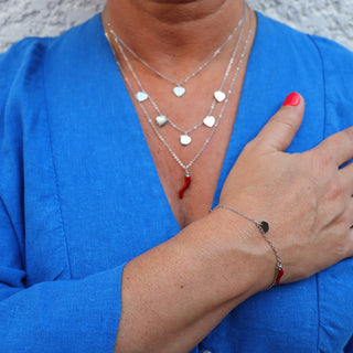 Collier en Acier Argenté – Chaîne Multirangs Corne & Cœur | Amore