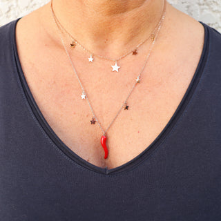 Collier en Acier – Chaîne Double Rangs Corne & Étoile | Fortuna