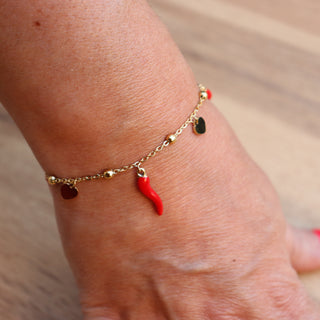 Steel Beaded Chain Bracelet – Horn & Heart | Amore
