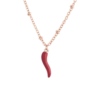 Steel Necklace – Beaded Chain & Horn Pendant | Eleganza
