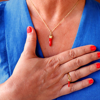 Steel Necklace – Beaded Chain & Corno Corona | L’Iconica