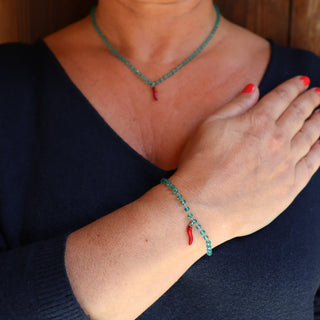 Bracelet Chaîne en Acier – Perles Cristallo & Corne | Eleganza