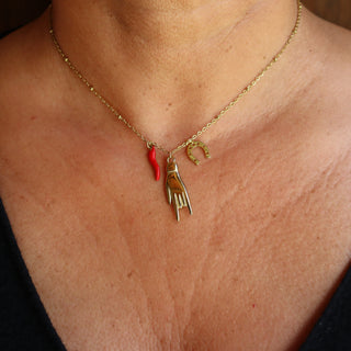 Steel Necklace - Beaded Chain, Horn, Mano Cornuto, Horseshoe I Fortuna