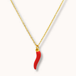 Gold-plated Steel Chain Necklace – Horn Pendant | L’Iconica