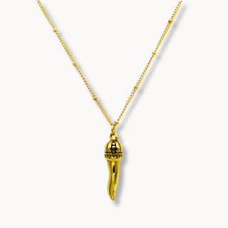 Steel Necklace – Beaded Chain & Corno Corona | L’Iconica