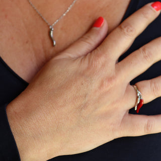 Adjustable Steel Ring – Doppio Corno Pendant | L’Iconica