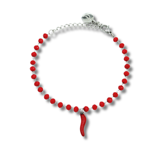 Bracelet Chaîne en Acier – Perles Cristallo & Corne | Eleganza