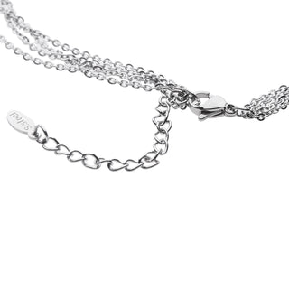 Silver Steel Necklace – Multi-strand Chain Horn, Heart, Star & Cross | Fortuna