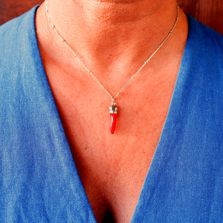 Steel Necklace – Beaded Chain & Corno Corona | L’Iconica