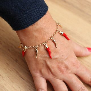 Steel Bracelet – Chain & Red and Steel Horns | L'Iconica