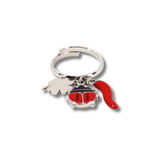 Bague Ajustable en Acier  – Corno, Coccinelle & Trèfle | Fortuna