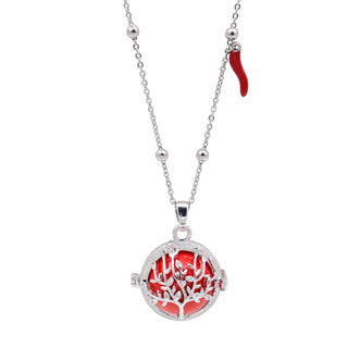 Eleganza Necklace Beaded Chain, Albero della Vita Bola with Zircons and Horn