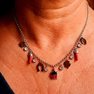 Steel Chain Necklace – Corno Corona, Clover, Horseshoe, Ladybug | Fortuna