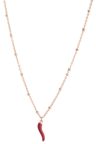 Steel Necklace – Beaded Chain & Horn Pendant | Eleganza