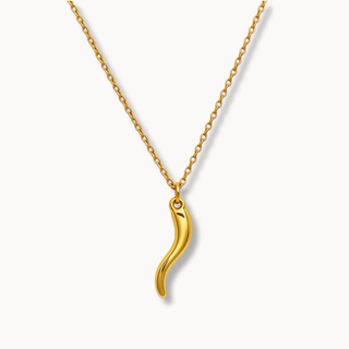 Gold-plated Steel Chain Necklace – Horn Pendant | L’Iconica