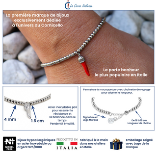 Steel Beaded Bracelet – Steel Corona Horn | L’Iconica
