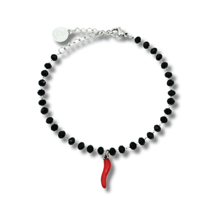 Steel Chain Bracelet – Crystal & Horn Beads | Eleganza