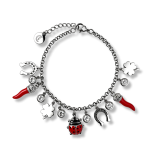 Steel Bracelet – Corno Corona, Clover, Horseshoe, Ladybug | Fortuna