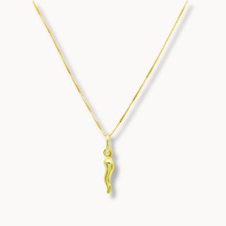 Gold Plated Silver Chain Necklace – Silver Horn Pendant | L’Iconica