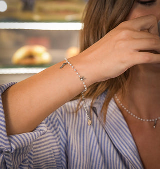 Steel Chain Bracelet – Mother of Pearl & Horn Beads | L'Iconica