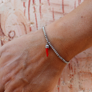 Steel Beaded Bracelet – Steel Corona Horn | L’Iconica