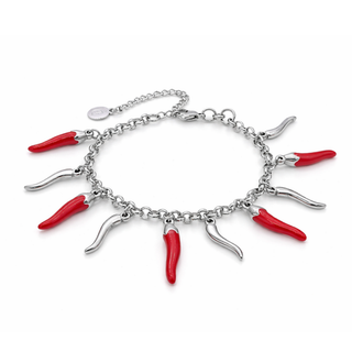 Steel Bracelet – Chain & Red and Steel Horns | L'Iconica