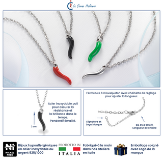 Silver Stainless Steel Chain Necklace – Horn Pendant | L’Iconica