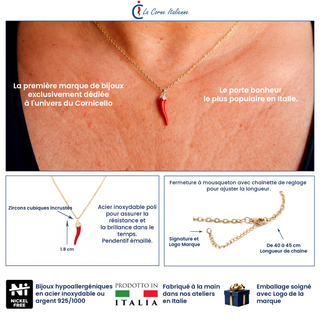 Steel Chain Necklace – Corno Corona & Zircons | Eleganza