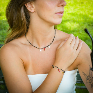 Steel Chain Bracelet – Crystal, Horn & Star Beads | Fortuna