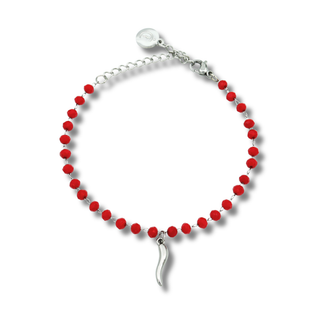 Bracelet Chaîne en Acier – Perles Cristallo & Corne | Eleganza