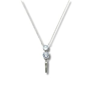 Silver Steel Chain Necklace – Horn & two Zircon Solitaires | L’Iconica