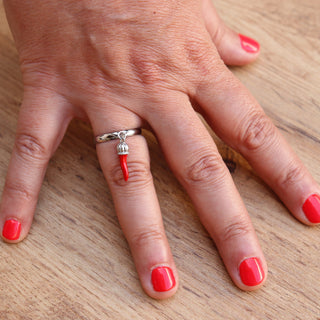 Bague Ajustable en Acier – Pendentif Corno Corona | L’Iconica