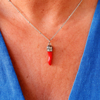 Steel Necklace – Beaded Chain & Corno Corona | L’Iconica