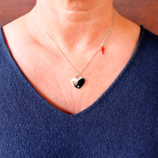 Steel Chain Necklace – Horn & Zircon Heart Medallion | Amore