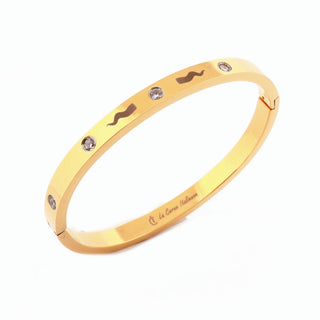 The Iconica Bangle bracelet in steel, with embedded Zircon and external engraving