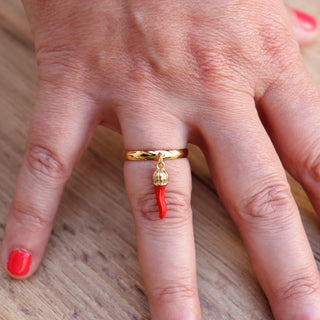 Bague Ajustable en Acier – Pendentif Corno Corona | L’Iconica