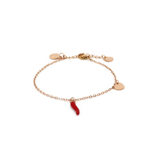 Rose Gold Plated Steel Chain Bracelet – Horn & Heart | Amore