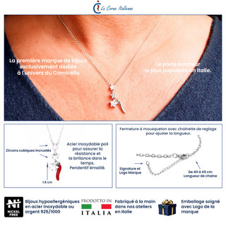 Steel Chain Necklace – Horn & Zircon Stars | L’Iconica