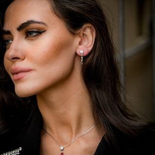 Sterling Silver Earrings – Horn & Solitaire Zircon Duo | L'Iconica