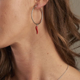 Stainless Steel Hoop Earrings – Hanging Horn | L'Iconica