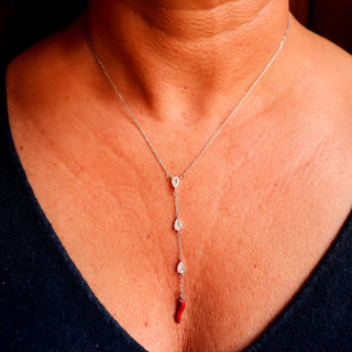 Collier en Acier – Chaîne Cravate Corne & Gouttes en Zircon | Vabbe
