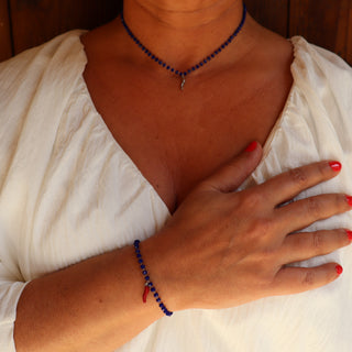 Bracelet Chaîne en Acier – Perles Cristallo & Corne | Eleganza