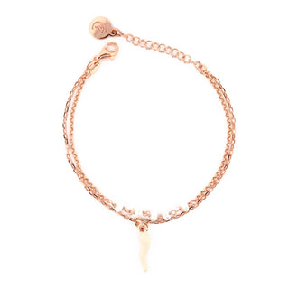 Fortuna Double-Row Chain Bracelet in Rose Silver, Silver Horn Crystal Beads