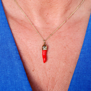 Steel Necklace – Beaded Chain & Corno Corona | L’Iconica