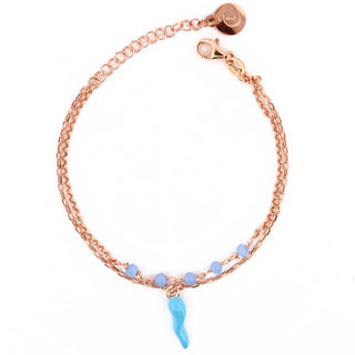 Fortuna Double-Row Chain Bracelet in Rose Silver, Silver Horn Crystal Beads