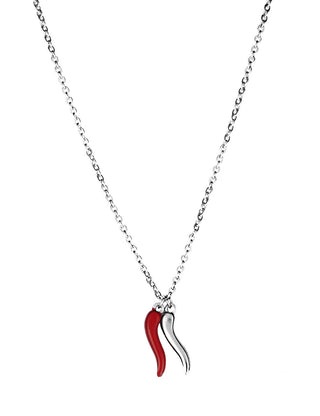 Silver Stainless Steel Chain Necklace – Horn Pendant | L’Iconica