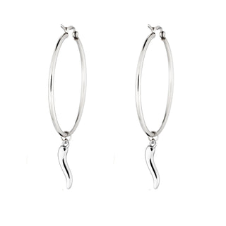 Stainless Steel Hoop Earrings – Hanging Horn | L'Iconica