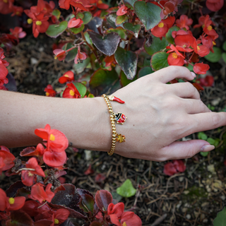 Stainless Steel Beaded Bracelet – Corona Horn, Ladybug & Clover | Fortuna