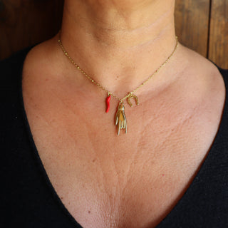 Steel Necklace - Beaded Chain, Horn, Mano Cornuto, Horseshoe I Fortuna