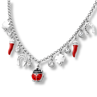 Steel Chain Necklace – Corno Corona, Clover, Horseshoe, Ladybug | Fortuna